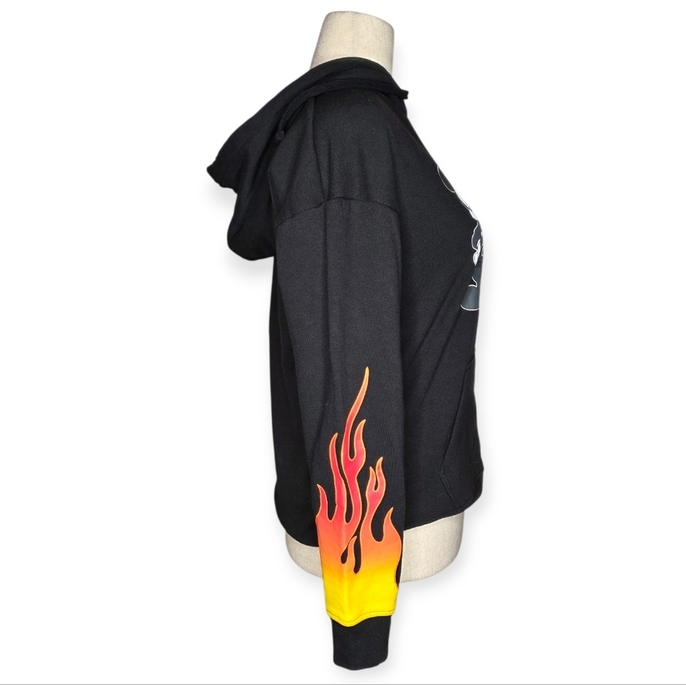 Disney Vans Mickey Minnie Flame Sleeve Hoodie Black M Streetwear - Picture 4 of 6